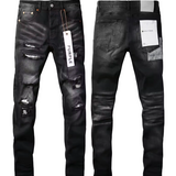Slim Purple Jeans Ripped Black