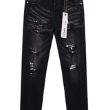 Slim Purple Jeans Ripped Black