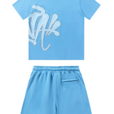 Graffiti Short Set Baby Blue