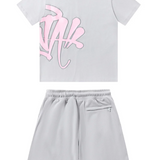 Graffiti Short Set Pink Grey