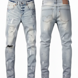 Slim Purple Jeans Light-Distressed