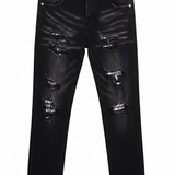 Slim Purple Jeans Ripped Black